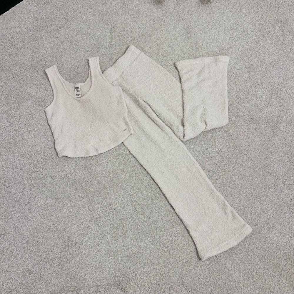 PINK Victoria's Secret Cream Flare Pants Set